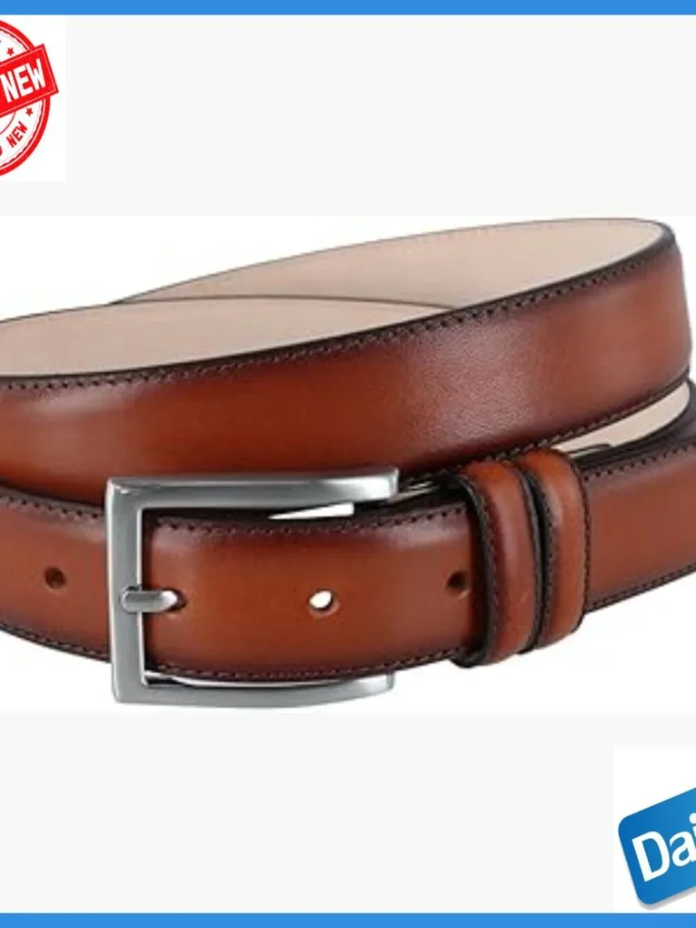 32mm Full-Grain Leather Dress Belt, Feather Edged, Silver Buckle